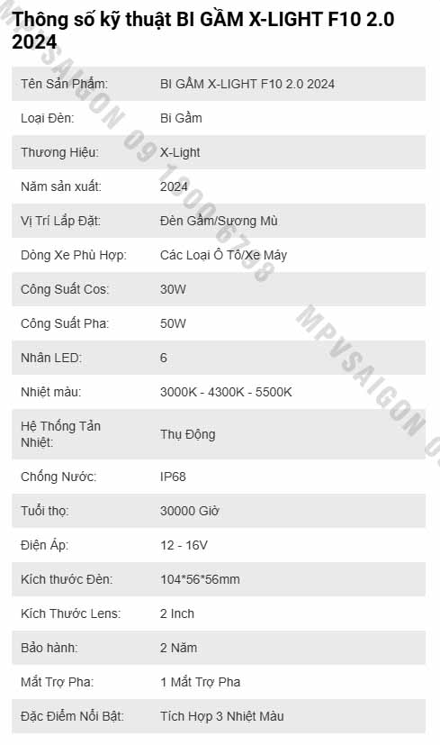 BI GẦM X-LIGHT F10 2.0 2024