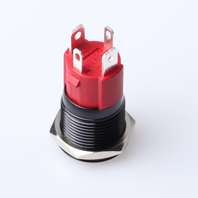 Công tắc kim loại 19mm LED tròn nhấn nhả nhả chịu tải 10A LED đỏ