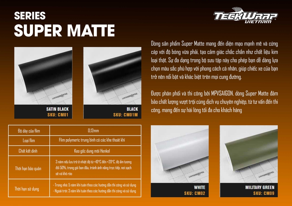 BẢNG MÀU WRAP XE TECKWRAP MỸ TẠI MPVSAIGON