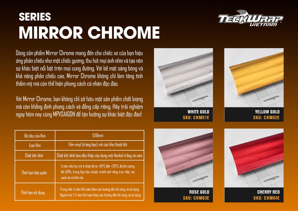 BẢNG MÀU WRAP XE TECKWRAP MỸ TẠI MPVSAIGON