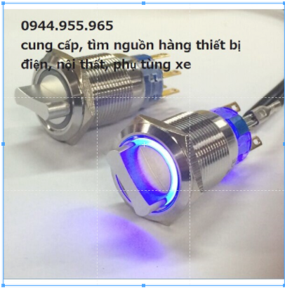 Bộ công tắc gạt xoay 2 nấc on off 19mm kim loại có LED 12V 24V