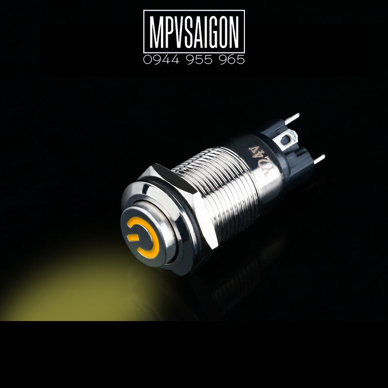 Công tắc 16mm LED nguồn đầu lồi 12V 24V