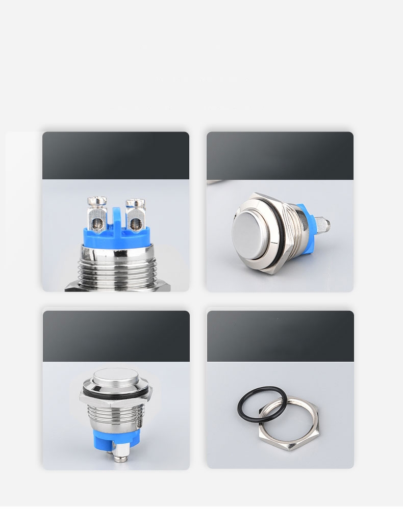 Công tắc 16mm kim loại chân bắt vít - đầu cao