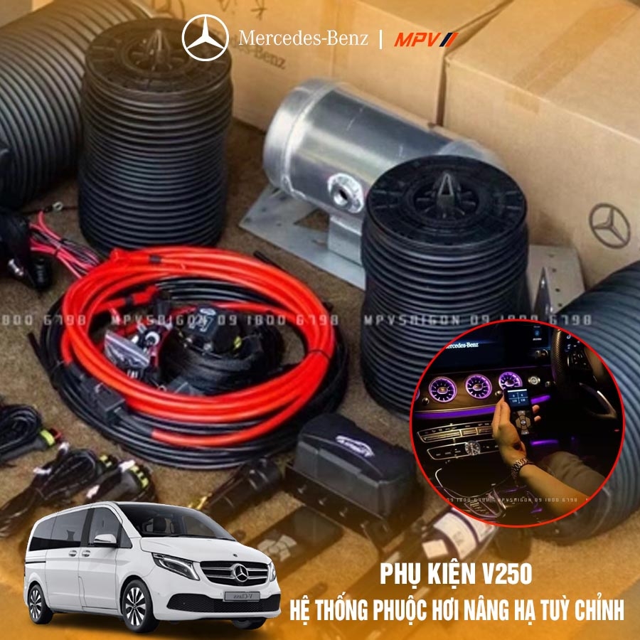 Nâng cấp hệ thống phuộc hơi nâng hạ tuỳ chỉnh Mercedes Benz V250: hướng dẫn chi tiết năm 2025