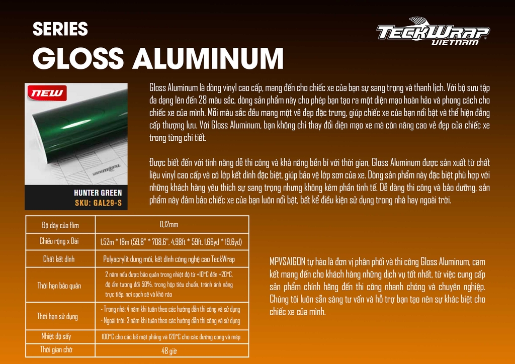 BẢNG MÀU WRAP XE TECKWRAP MỸ TẠI MPVSAIGON
