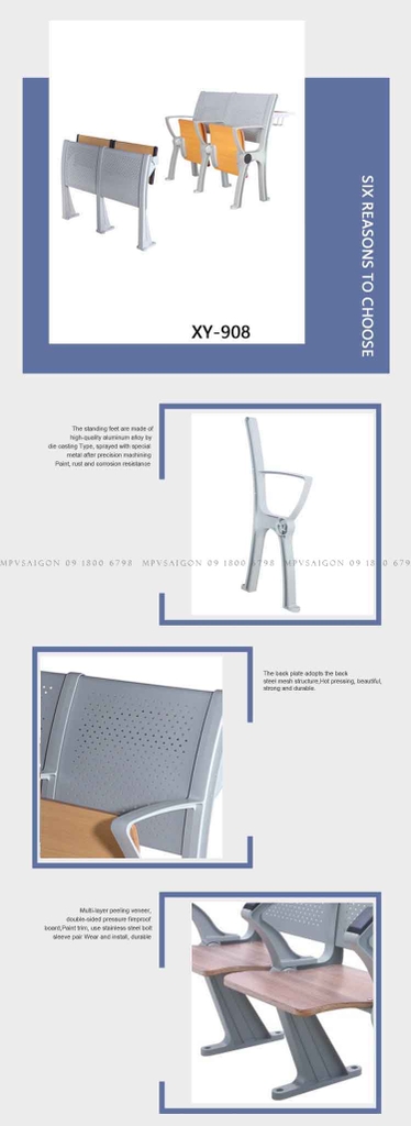 25 Khung ghế băng giảng đường, phòng họp cố định XY-908