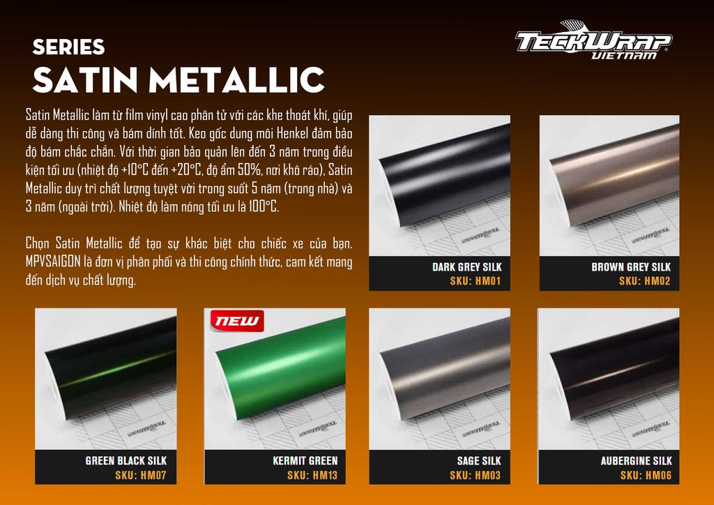 BẢNG MÀU WRAP XE TECKWRAP MỸ TẠI MPVSAIGON