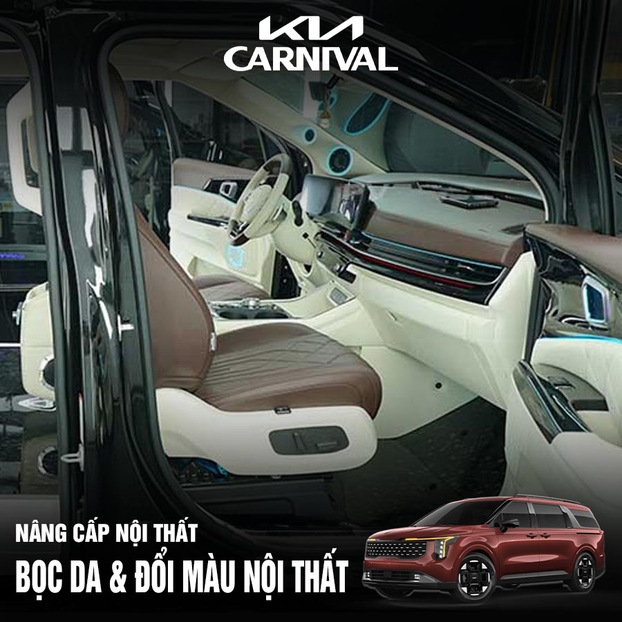Bọc da và đổi màu nội thất cho Kia Carnival 2025
