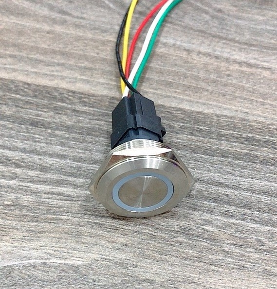 Công tắc kim loại 19mm LED tròn 220V điện nhà máy móc thiết bị Kèm giắc cắm,LED trắng 220V