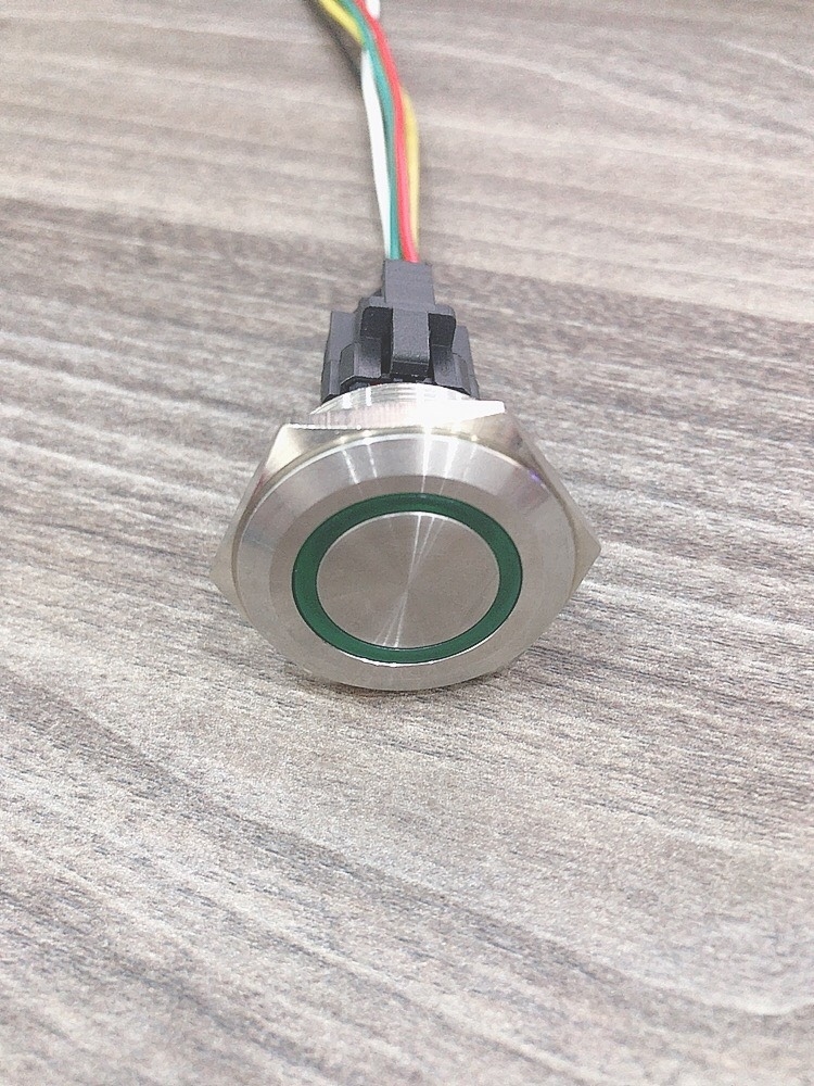 Công tắc 30mm kim loại LED tròn 12V~24V chống nước -Nhấn nhả