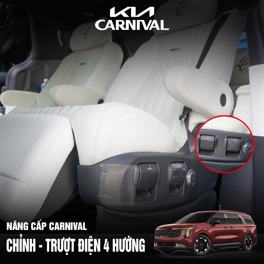 Nâng cấp chỉnh điện- trượt điện 4 hướng ghế Carnival 2025