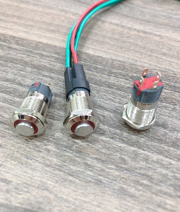 Công tắc LED kim loại 12mm 12V 24V chống nước Nhấn khóa