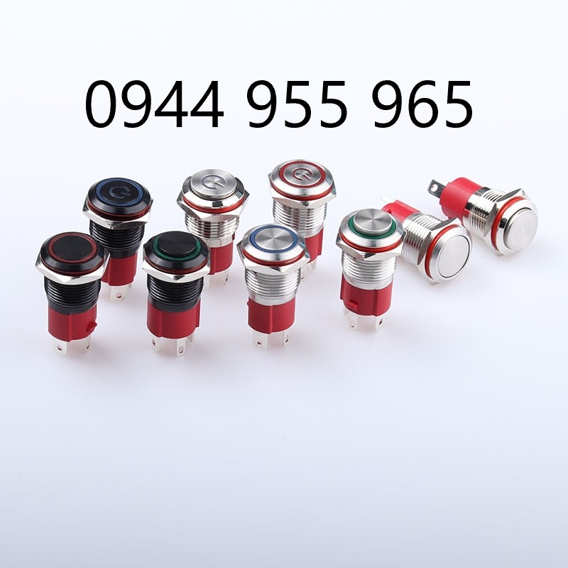 Công tắc LED 16mm vỏ đen có giắc cắm 12V 24V