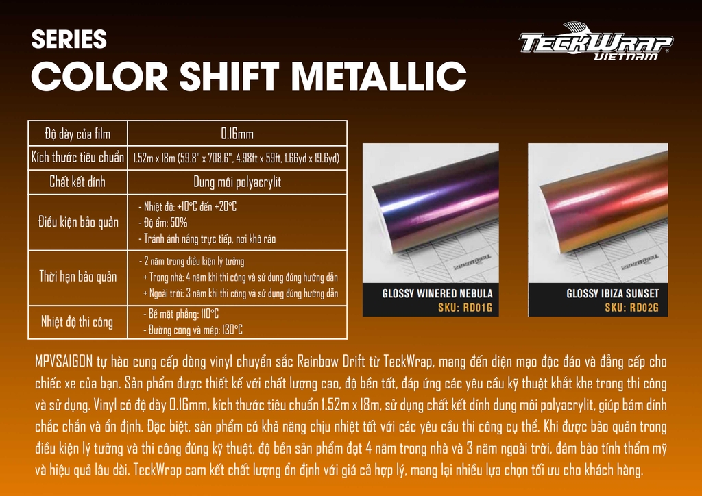 BẢNG MÀU WRAP XE TECKWRAP MỸ TẠI MPVSAIGON