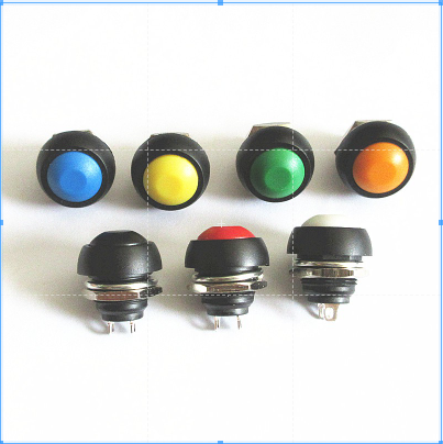 Công tắc nhựa tròn 12mm nhấn khóa siêu ngắn nhiều màu sắc tùy chọn 12V