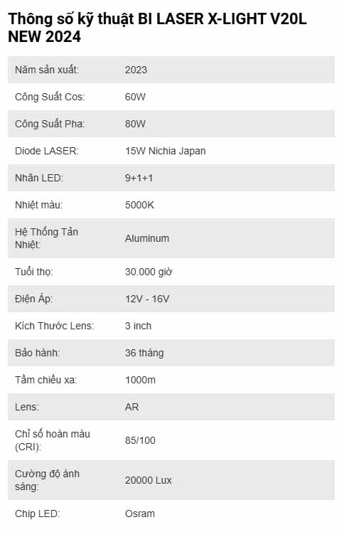 BI LASER X-LIGHT V20L NEW 2024