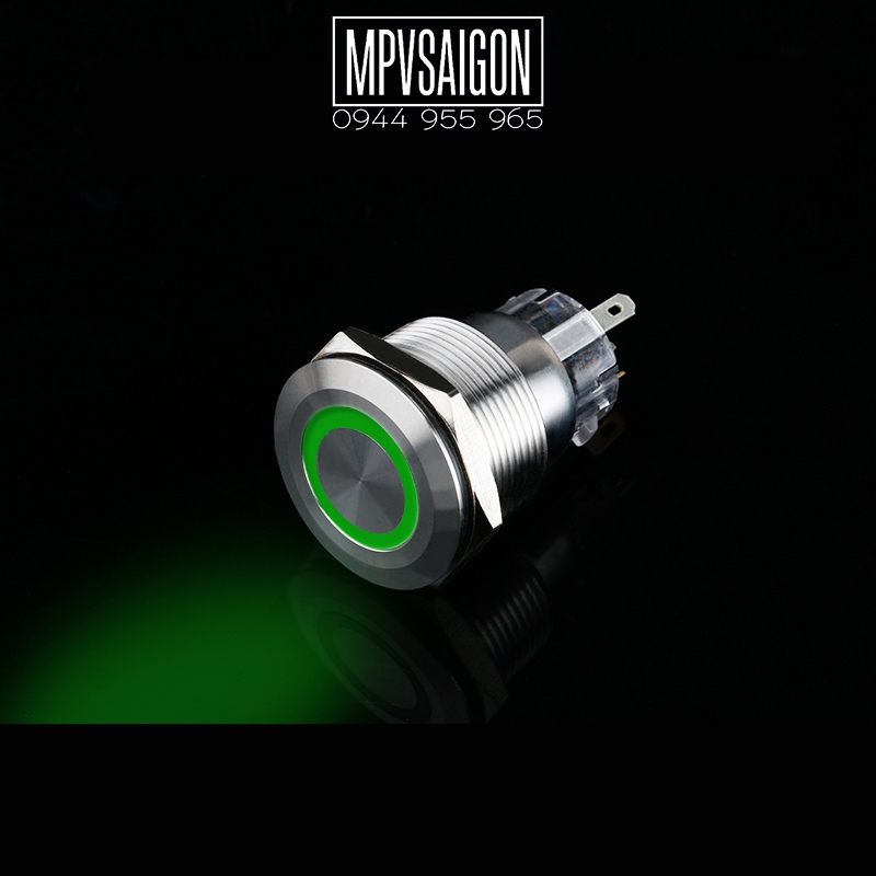 Công tắc kim loại 22mm LED tròn 12V 24V Nhấn nhả