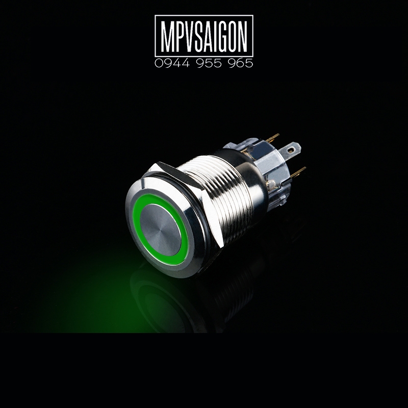 Công tắc LED tròn 19mm kim loại 12V Có giắc/ Nhấn nhả