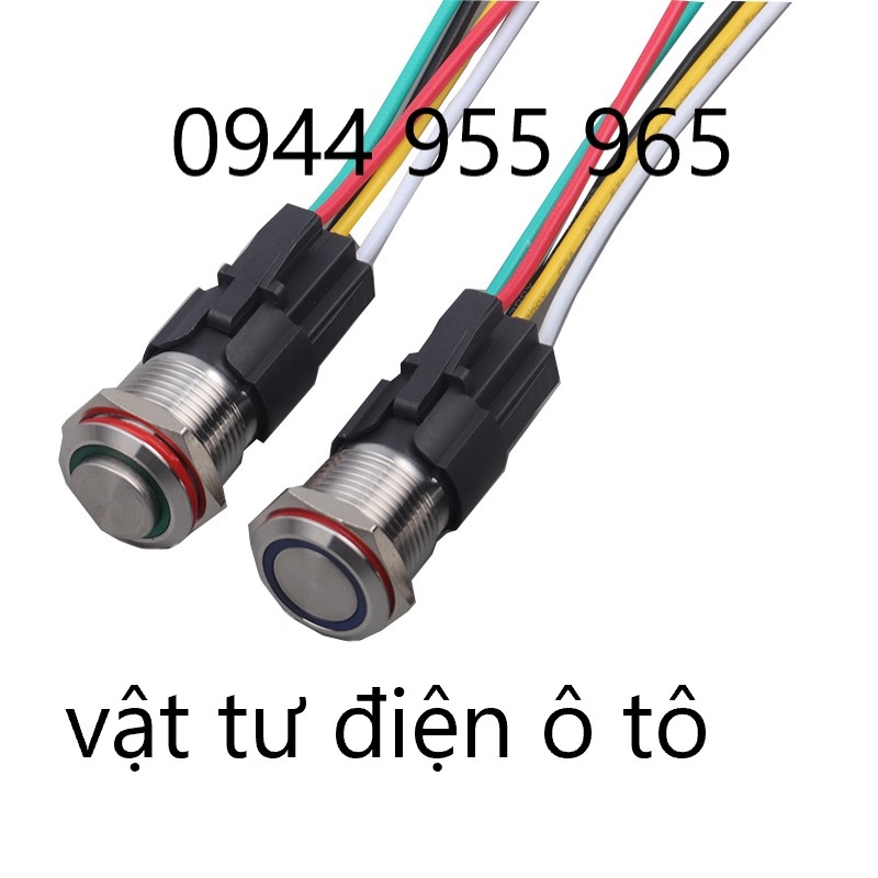 Công tắc LED 16mm vỏ đen có giắc cắm 12V 24V