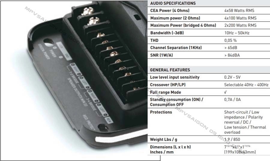 Ampli 4 kênh FDS 4.350 chính hãng Focal