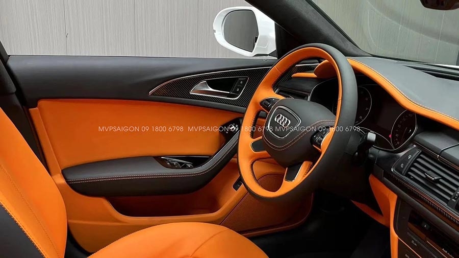 AUDI A6 bọc da đổi màu nội thất cam Hermes