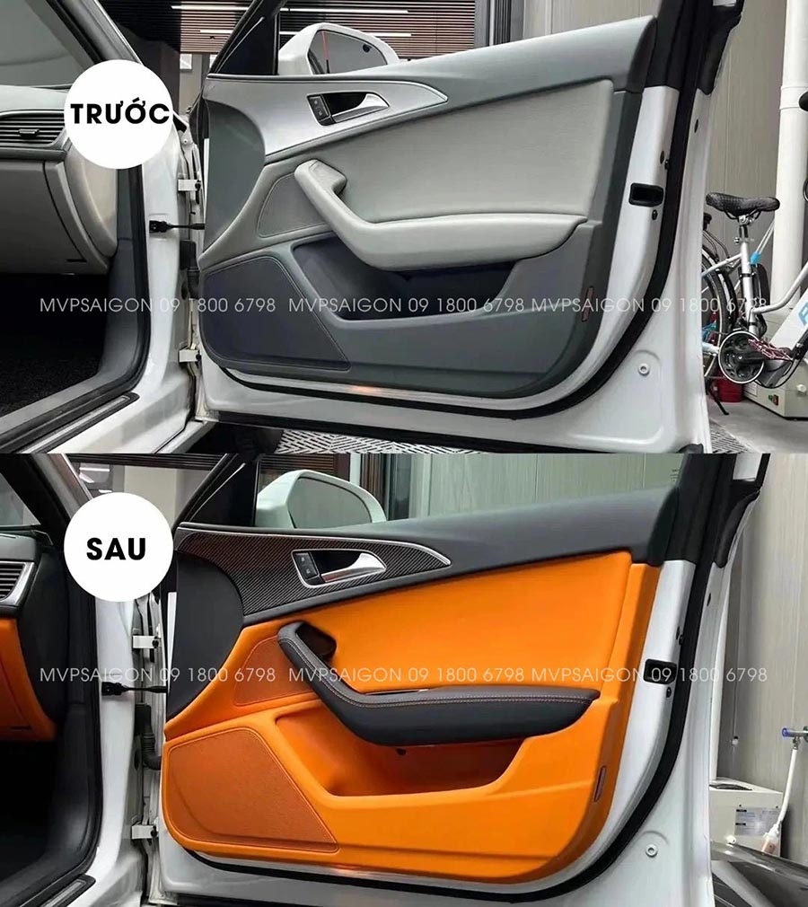 AUDI A6 bọc da đổi màu nội thất cam Hermes