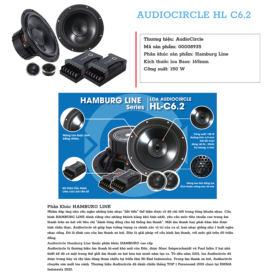 AUDIOCIRCLE BL C6.2 – LOA CÁNH PHÂN TẦN 2-WAY