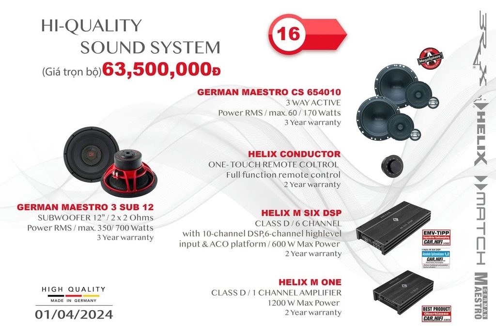 Bảng giá tổng hợp nâng cấp hệ thống âm thanh tại MPVSAIGON