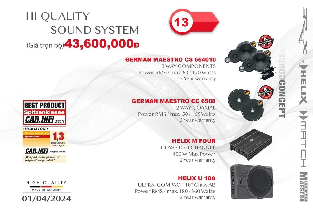 Bảng giá tổng hợp nâng cấp hệ thống âm thanh tại MPVSAIGON