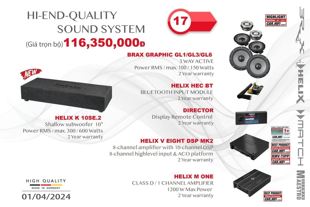 Bảng giá tổng hợp nâng cấp hệ thống âm thanh tại MPVSAIGON