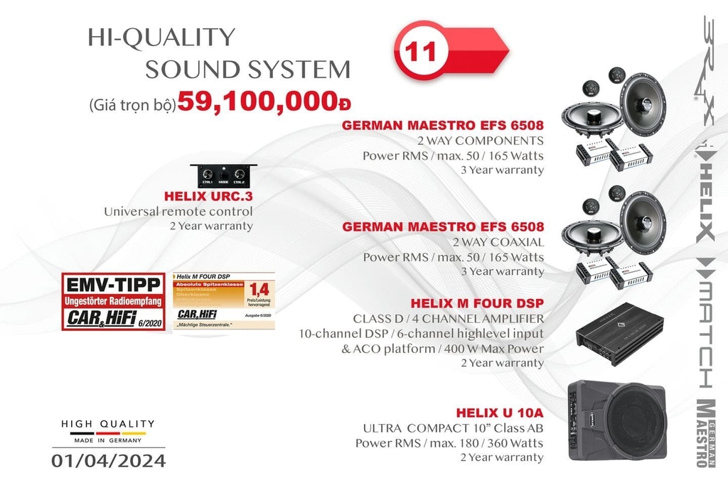 Bảng giá tổng hợp nâng cấp hệ thống âm thanh tại MPVSAIGON