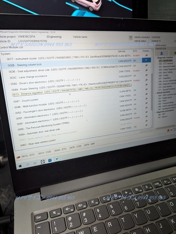 Nâng cấp options/ coding hệ thống giữ làn chủ động và hỗ trợ tự lái Volkswagen Viloran và Teramont
