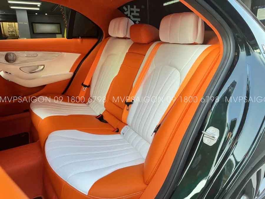 Benz C300 bọc da đổi màu nội thất cam Hermes phối trắng