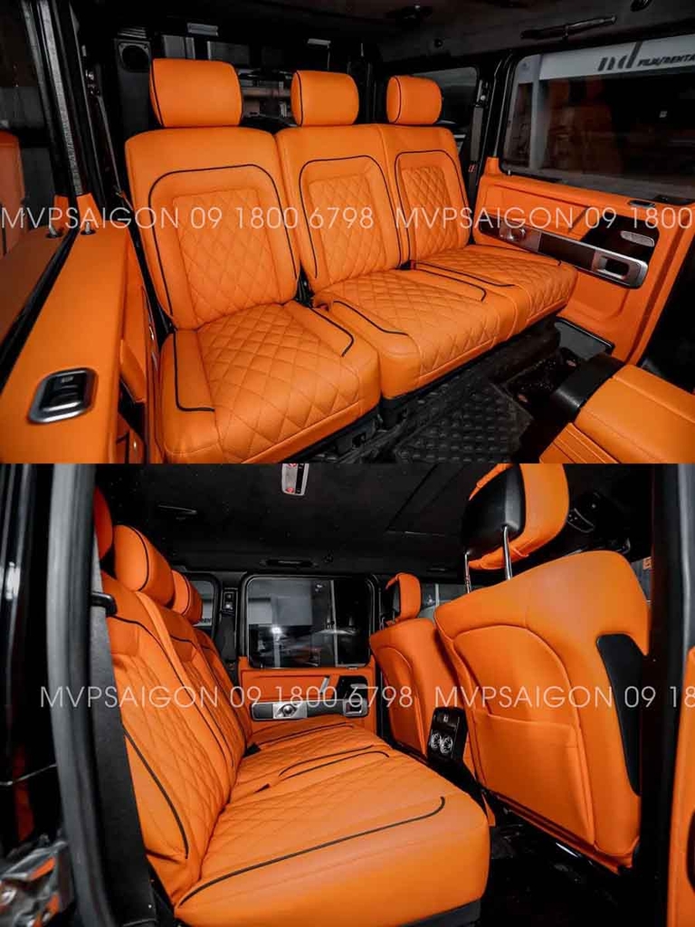 Benz G-class bọc da đổi màu nội thất cam Hermes