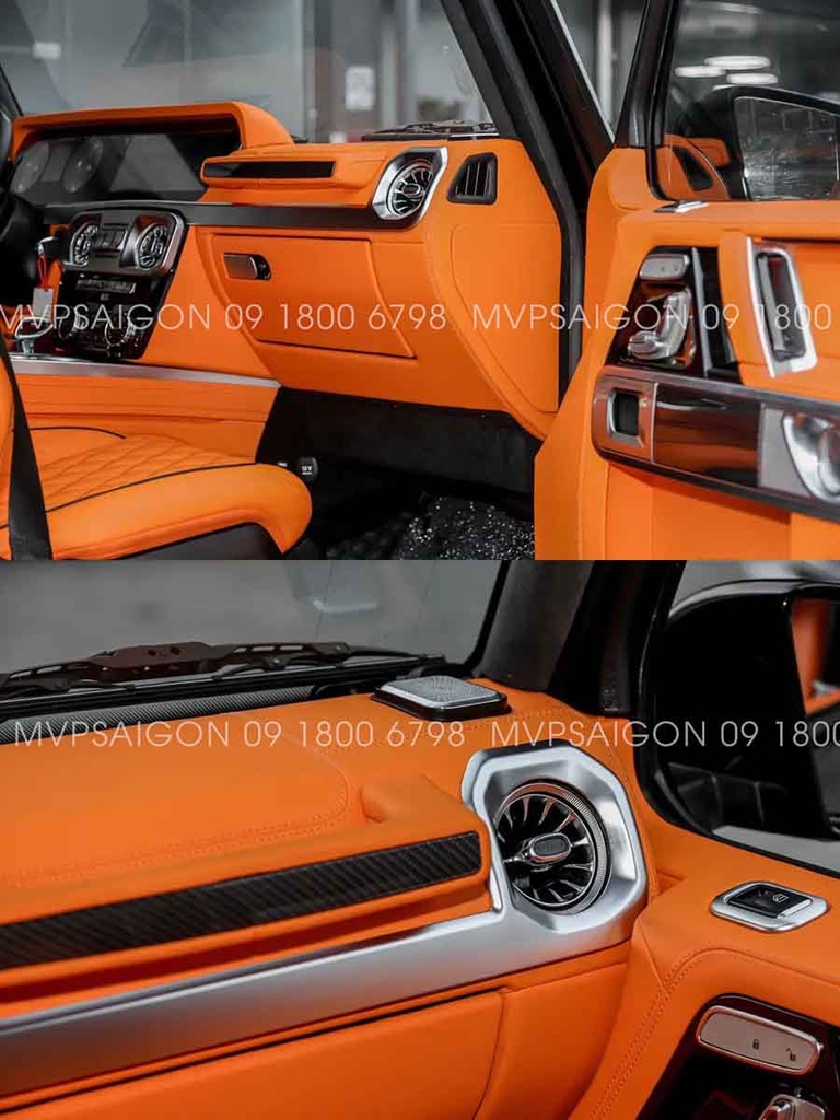 Benz G-class bọc da đổi màu nội thất cam Hermes