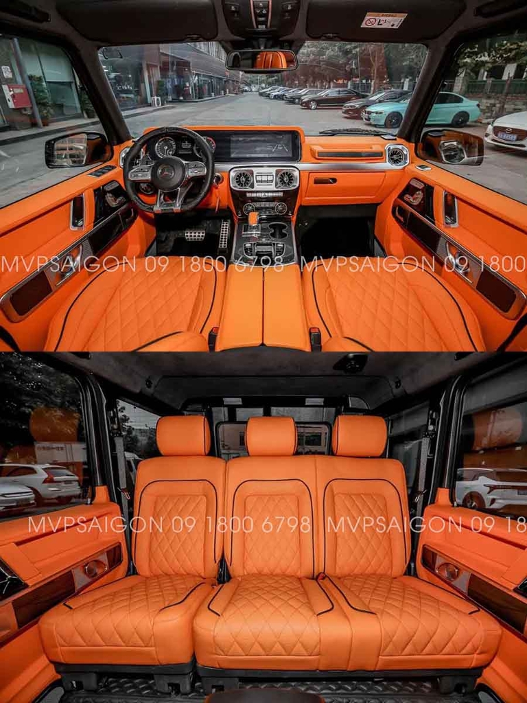Benz G-class bọc da đổi màu nội thất cam Hermes