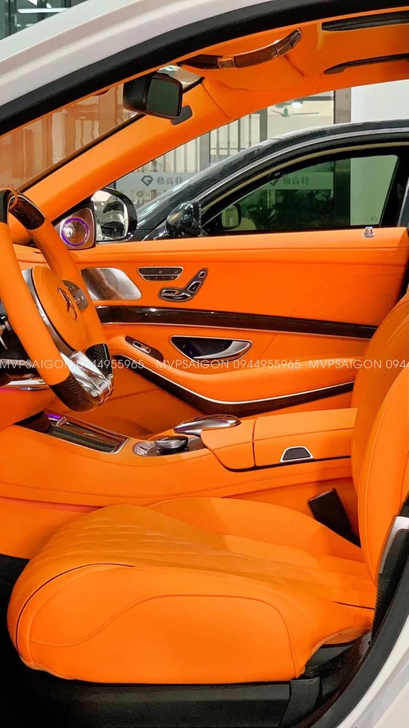 Benz S-class đổi màu nội thất cam Hermes