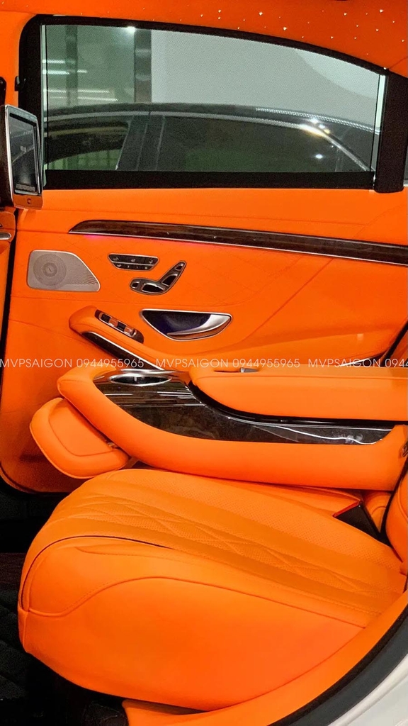 Benz S-class đổi màu nội thất cam Hermes