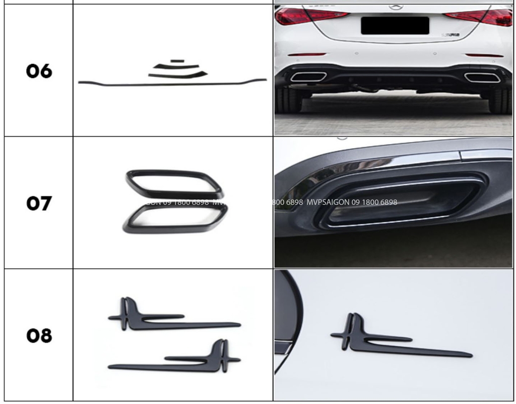 Bộ nẹp ốp trang trí ngoại thất Mercedes Benz C200 C300 2022~2023