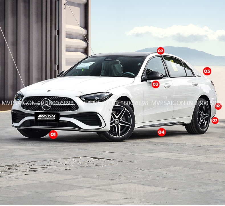 Bộ nẹp ốp trang trí ngoại thất Mercedes Benz C200 C300 2022~2023