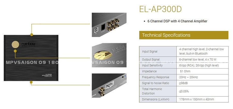 Bộ xử lý âm thanh Rainbow 8 kênh DSP RAINBOW EL - AP300D