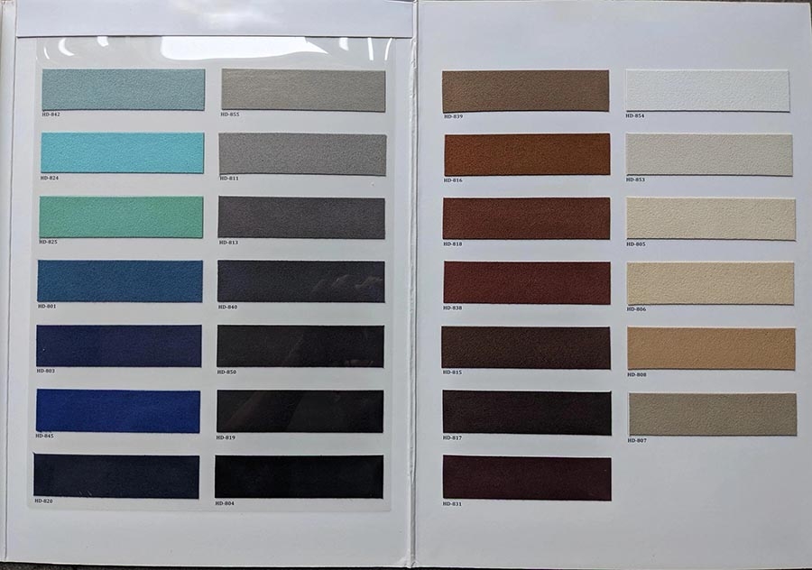 Bọc da lộn alcantara trần xe ô tô xe hơi - Bảng màu mới nhất 2025