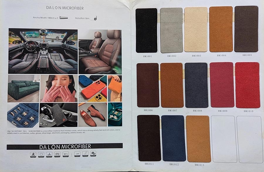 Bọc da lộn alcantara trần xe ô tô xe hơi - Bảng màu mới nhất 2025