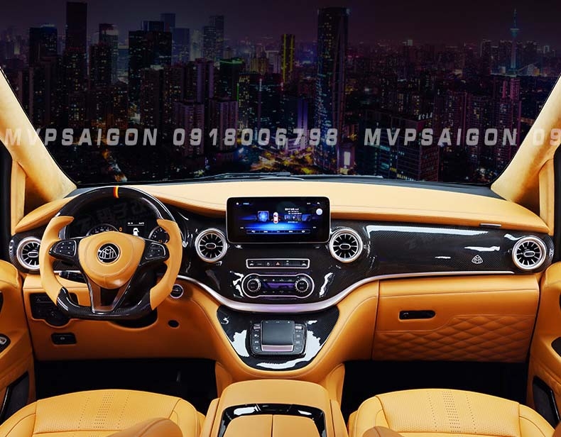 Bọc da vô lăng, nhúng gỗ vô lăng, ốp carbon vô lăng Benz V250