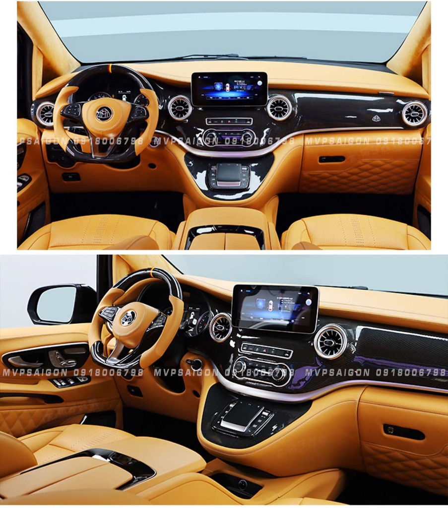 Bọc da vô lăng, nhúng gỗ vô lăng, ốp carbon vô lăng Benz V250