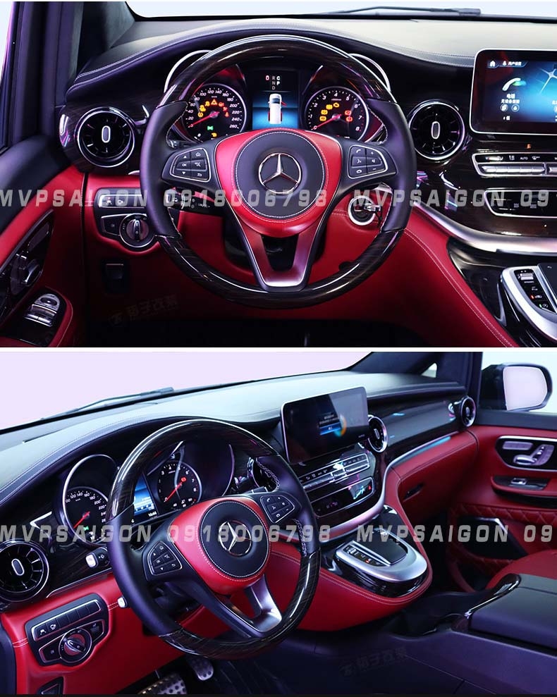 Bọc da vô lăng, nhúng gỗ vô lăng, ốp carbon vô lăng Benz V250