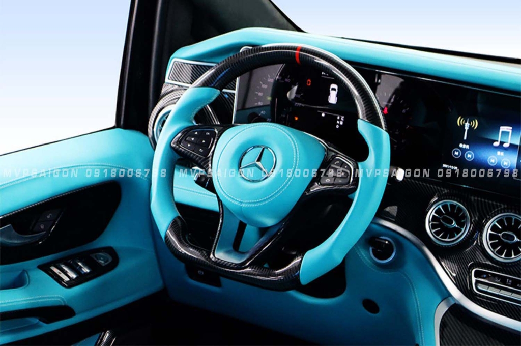 Bọc da vô lăng, nhúng gỗ vô lăng, ốp carbon vô lăng Benz V250