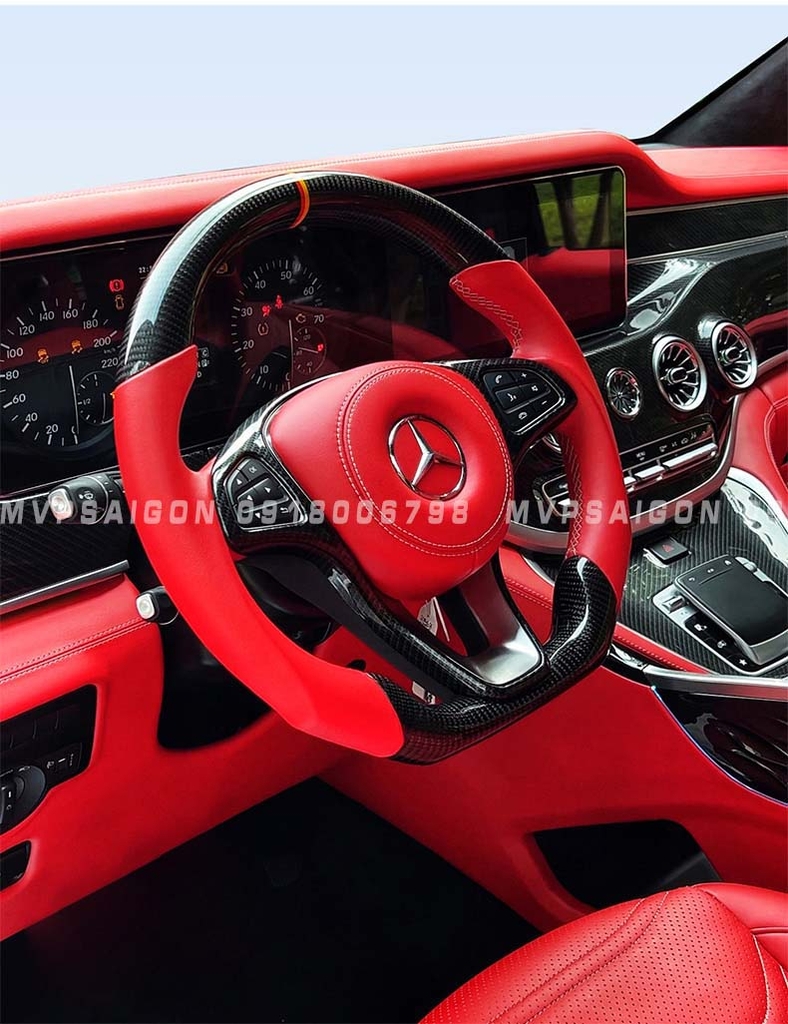Bọc da vô lăng, nhúng gỗ vô lăng, ốp carbon vô lăng Benz V250