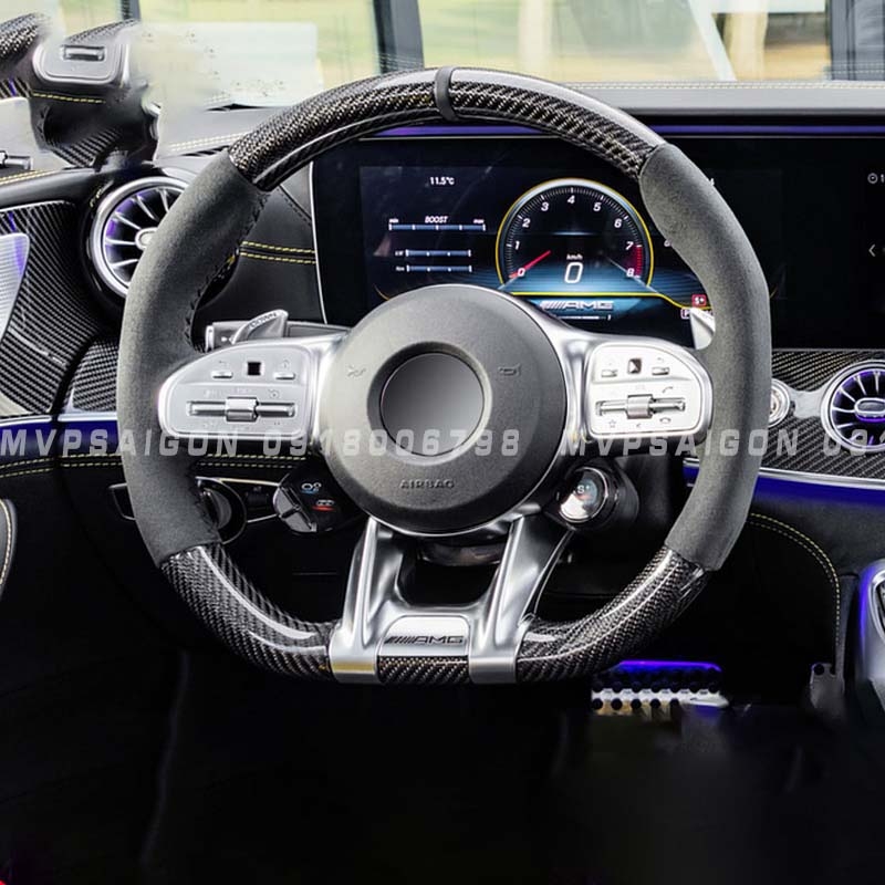 Bọc da vô lăng, nhúng gỗ vô lăng, ốp carbon vô lăng Benz V250