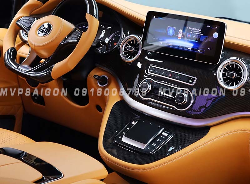 Bọc da vô lăng, nhúng gỗ vô lăng, ốp carbon vô lăng Benz V250